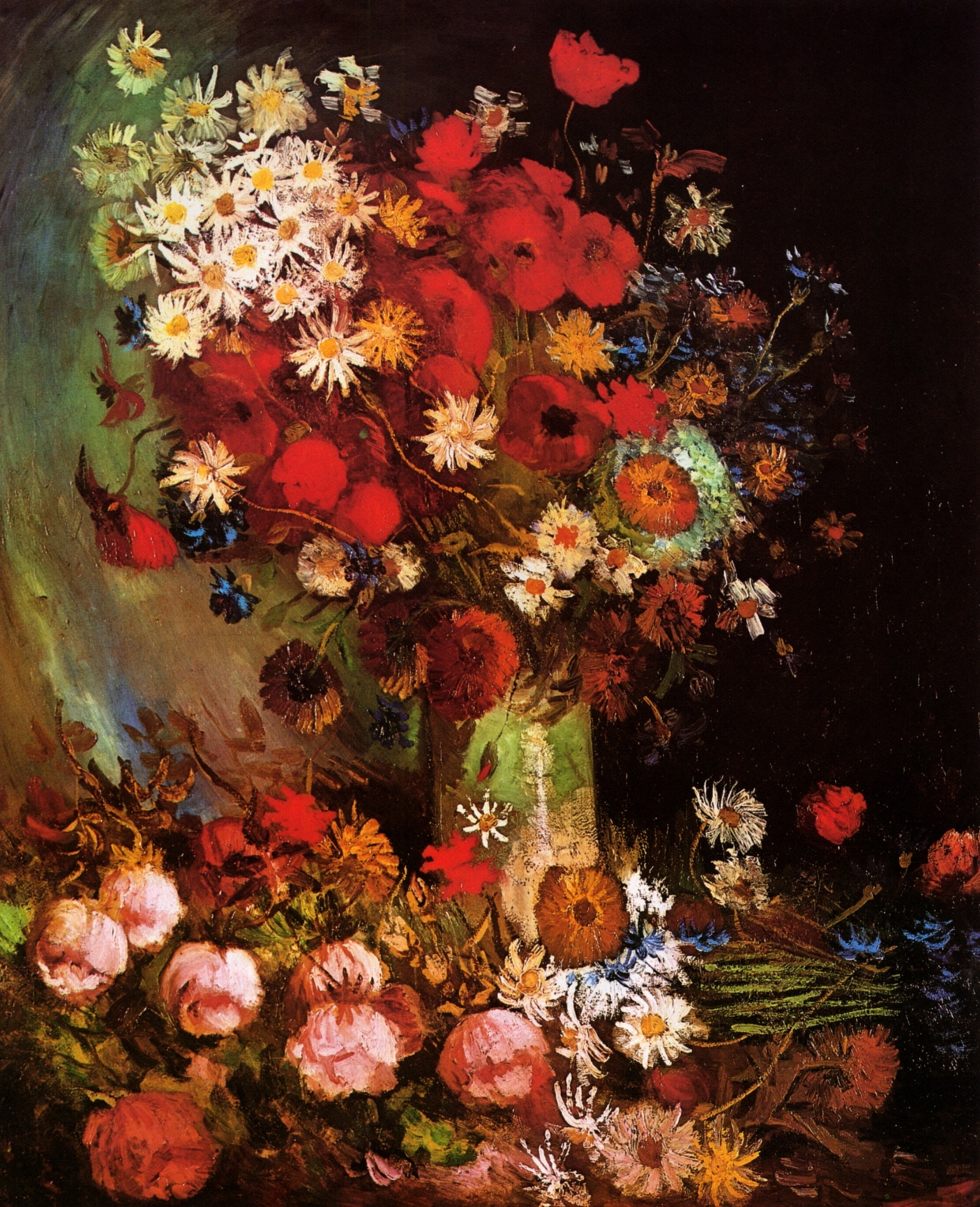 Картина Ван Гога Ваза с маками, васильками, пионами и хризантемой 1886 